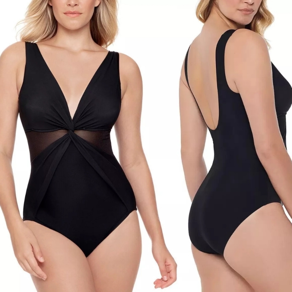 NWT MIRACLESUIT ILLUSION STYLE BLACK ONE PIECE SWIMSUIT